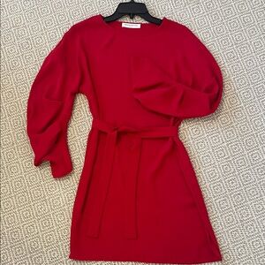Amanda Uprichard Bold Red Long Sleeve Dress